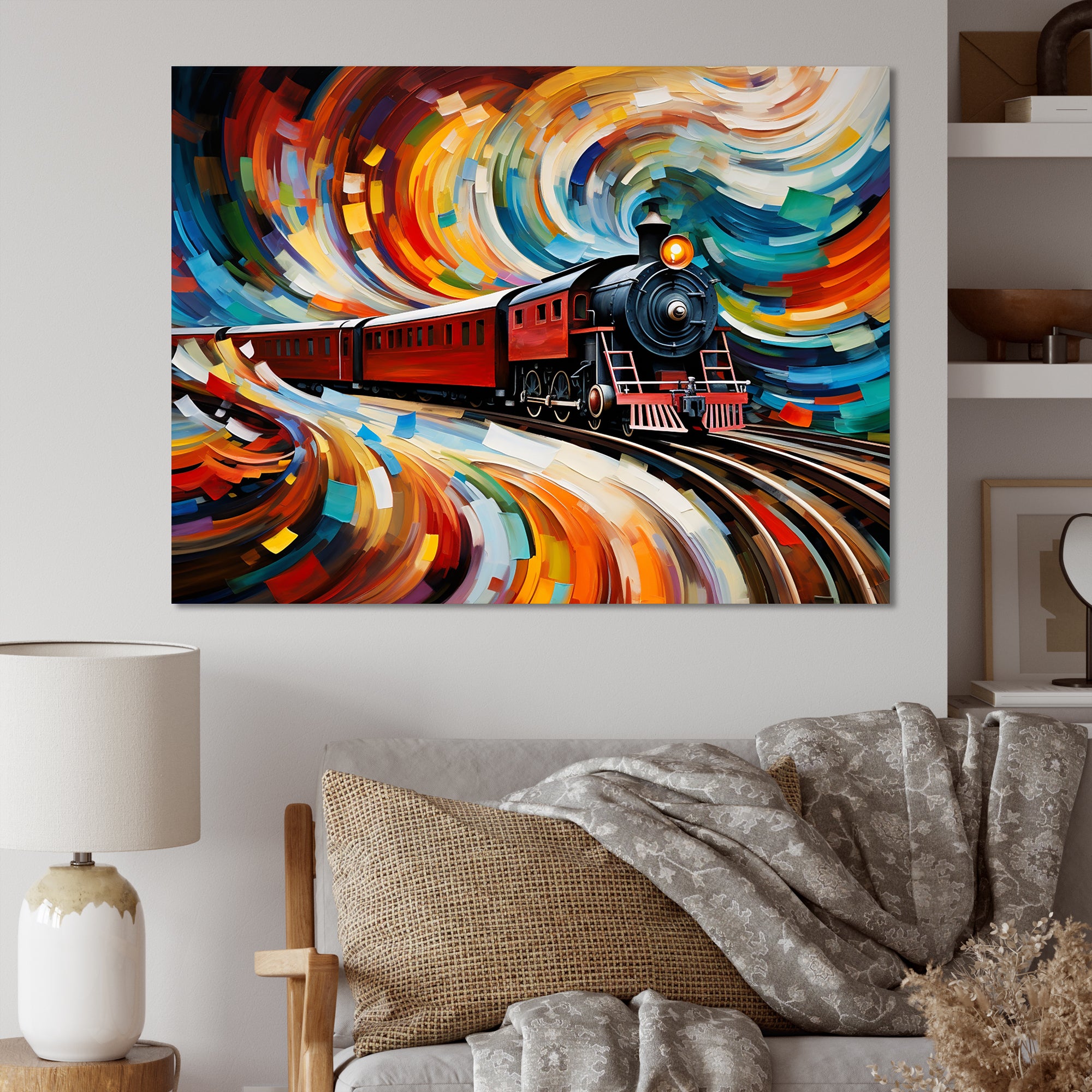 Abstract Train Whirling Momentum - Train Canvas Wall Art