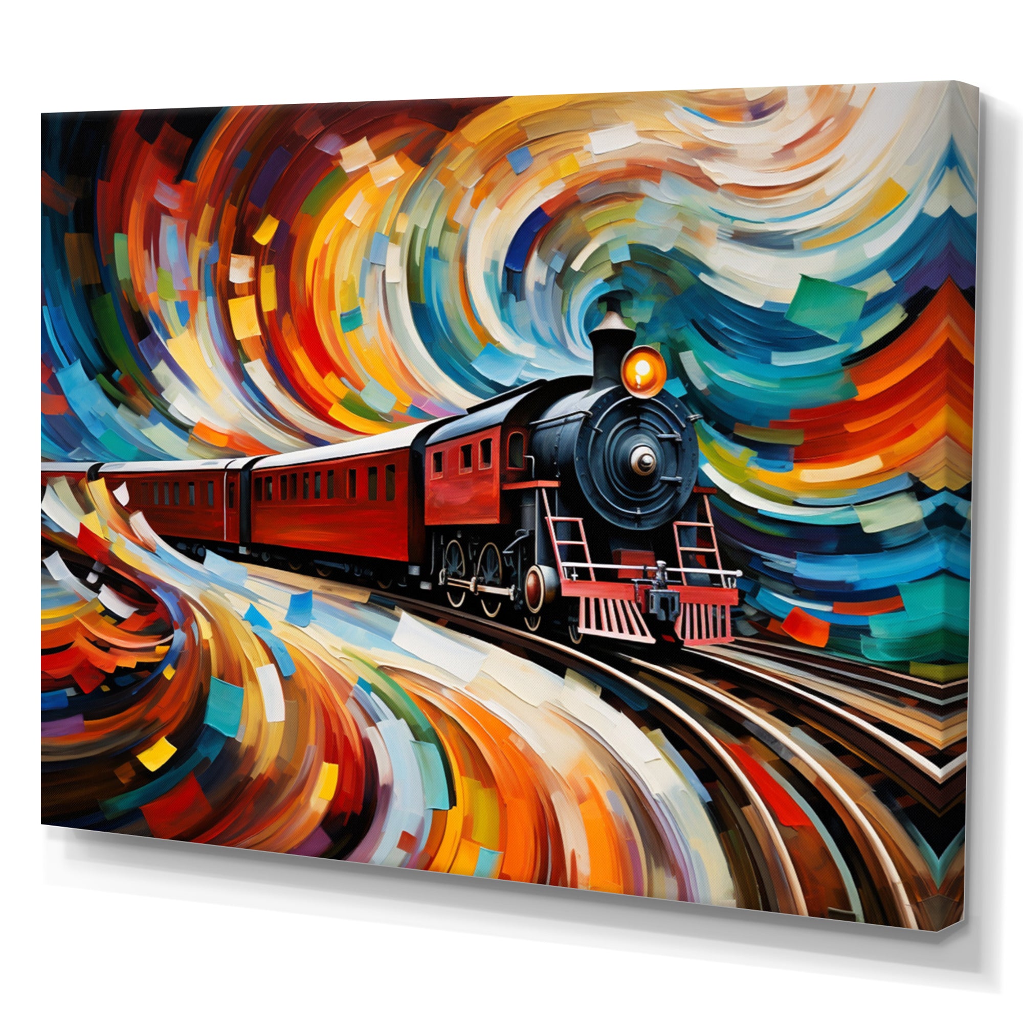 Abstract Train Whirling Momentum - Train Canvas Wall Art