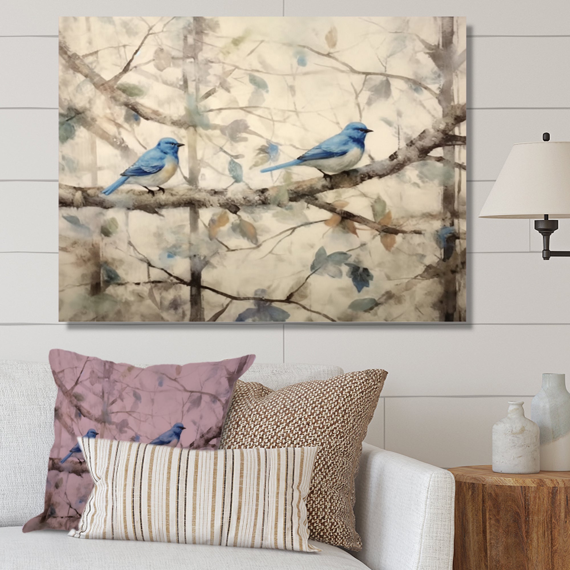 Bluebird Serenade Vintage Waterpainting - Blue Bird Wall Art