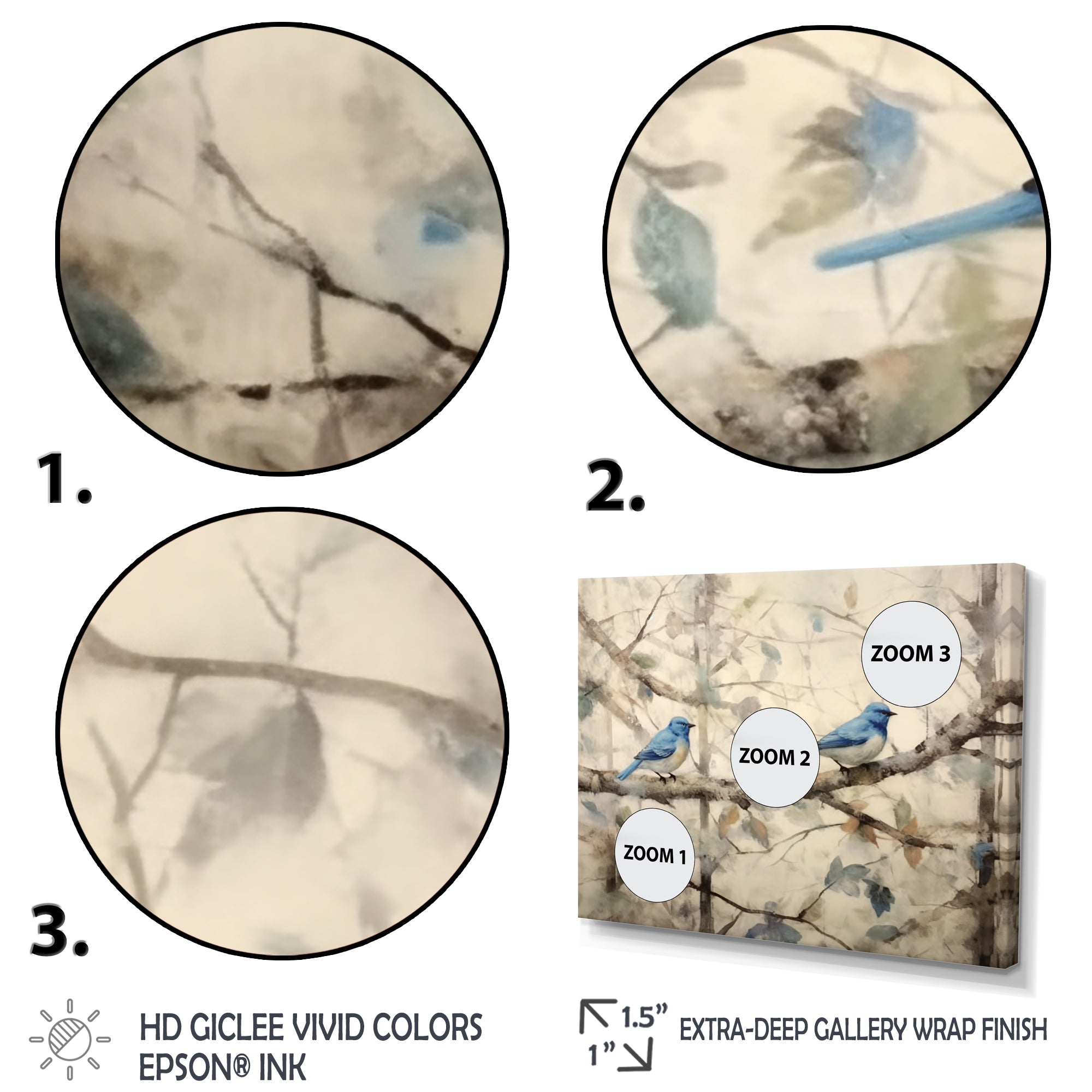 Bluebird Serenade Vintage Waterpainting - Blue Bird Wall Art