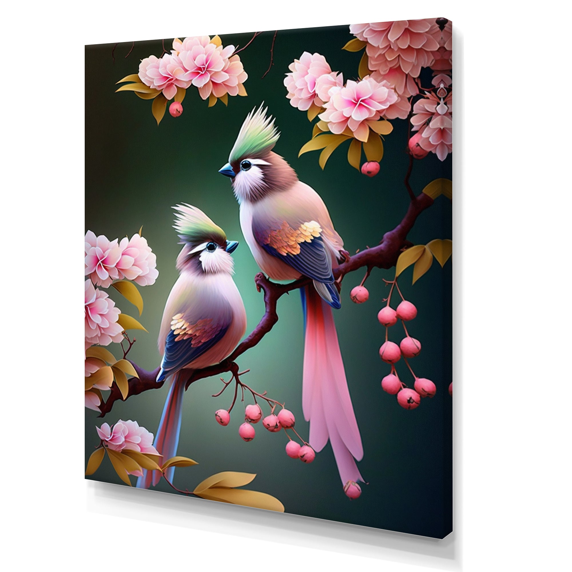 Pink Cardinal Birds On A Branch - Bird Bedroom Wall Art