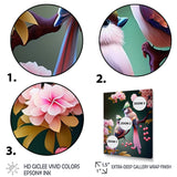 Pink Cardinal Birds On A Branch - Bird Bedroom Wall Art