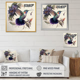 Purple Colibri Vintage Illustration - Bird Canvas Wall Art