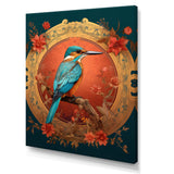 Blue Kingfisher Retro Illustration - Bird Canvas Wall Art