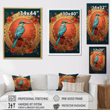 Blue Kingfisher Retro Illustration - Bird Canvas Wall Art