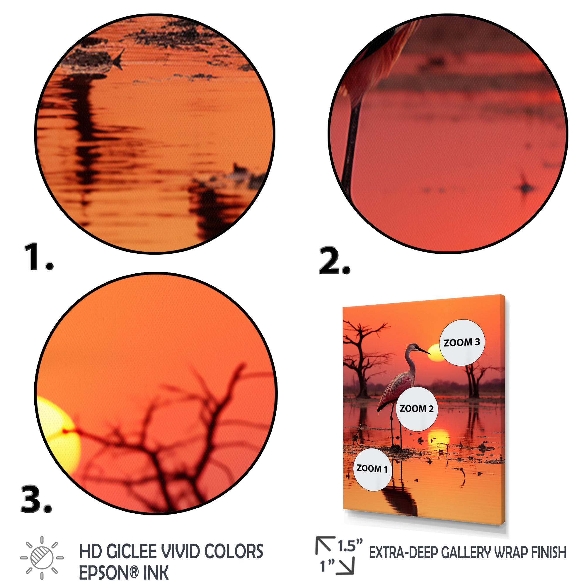 White Stork Pink Sunset Nature Photography - Yellow Bird Wall Art