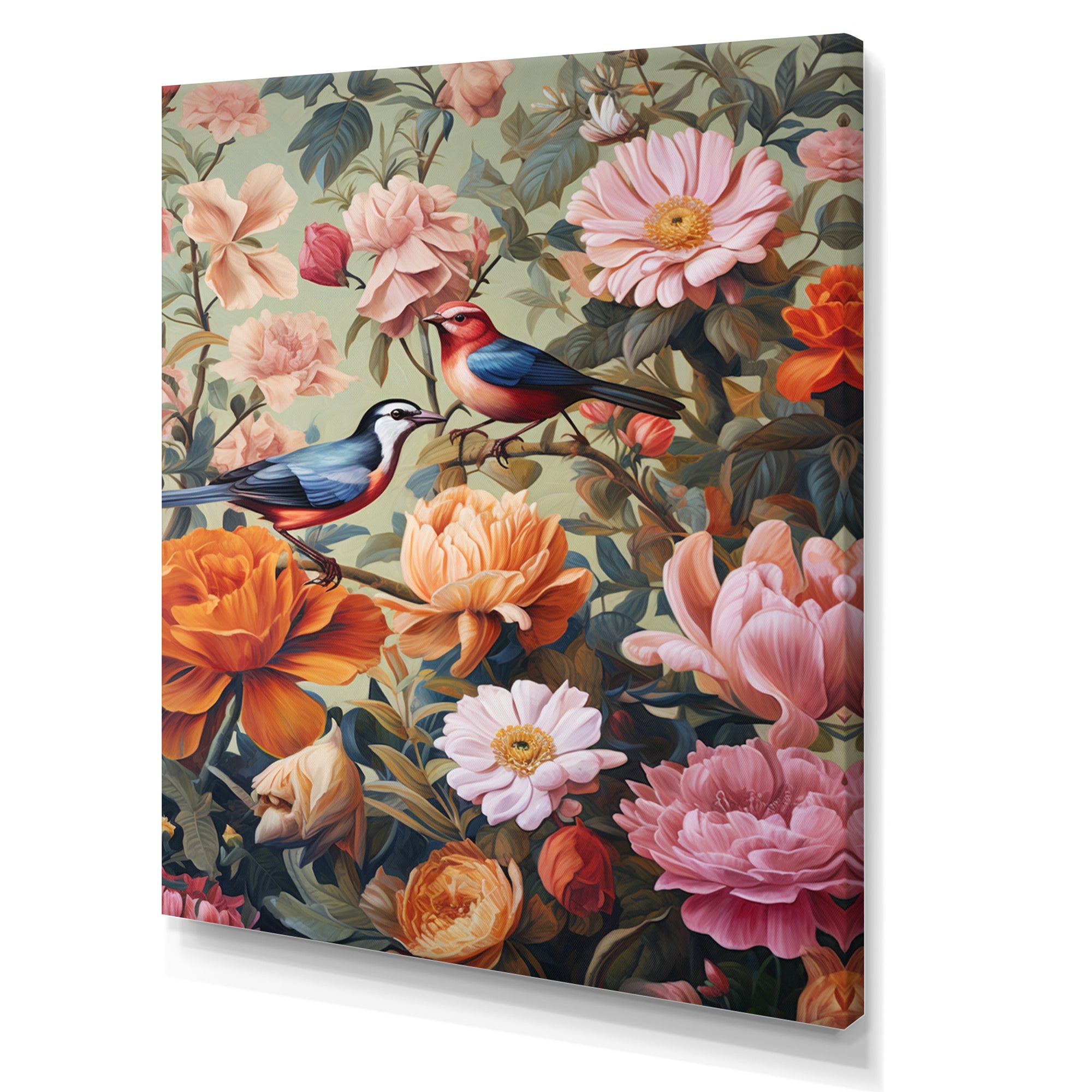 Tropical Birds In Paradise Flower field Painting - Bird Wall Art Prints