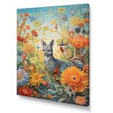 Wildlife In Paradise Flower field Painting - Blue Bird Wall Art