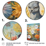 Wildlife In Paradise Flower field Painting - Blue Bird Wall Art