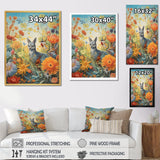 Wildlife In Paradise Flower field Painting - Blue Bird Wall Art