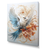 Majestic White Bird On Flower Branch - Bird Home Decor Art