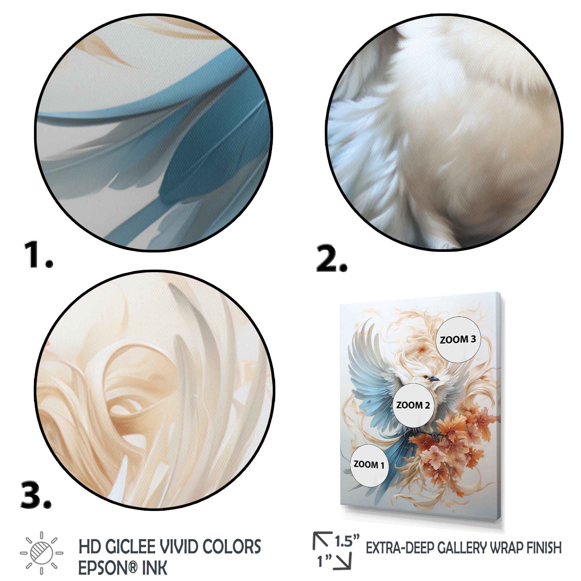 Majestic White Bird On Flower Branch - Bird Home Decor Art