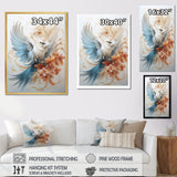 Majestic White Bird On Flower Branch - Bird Home Decor Art