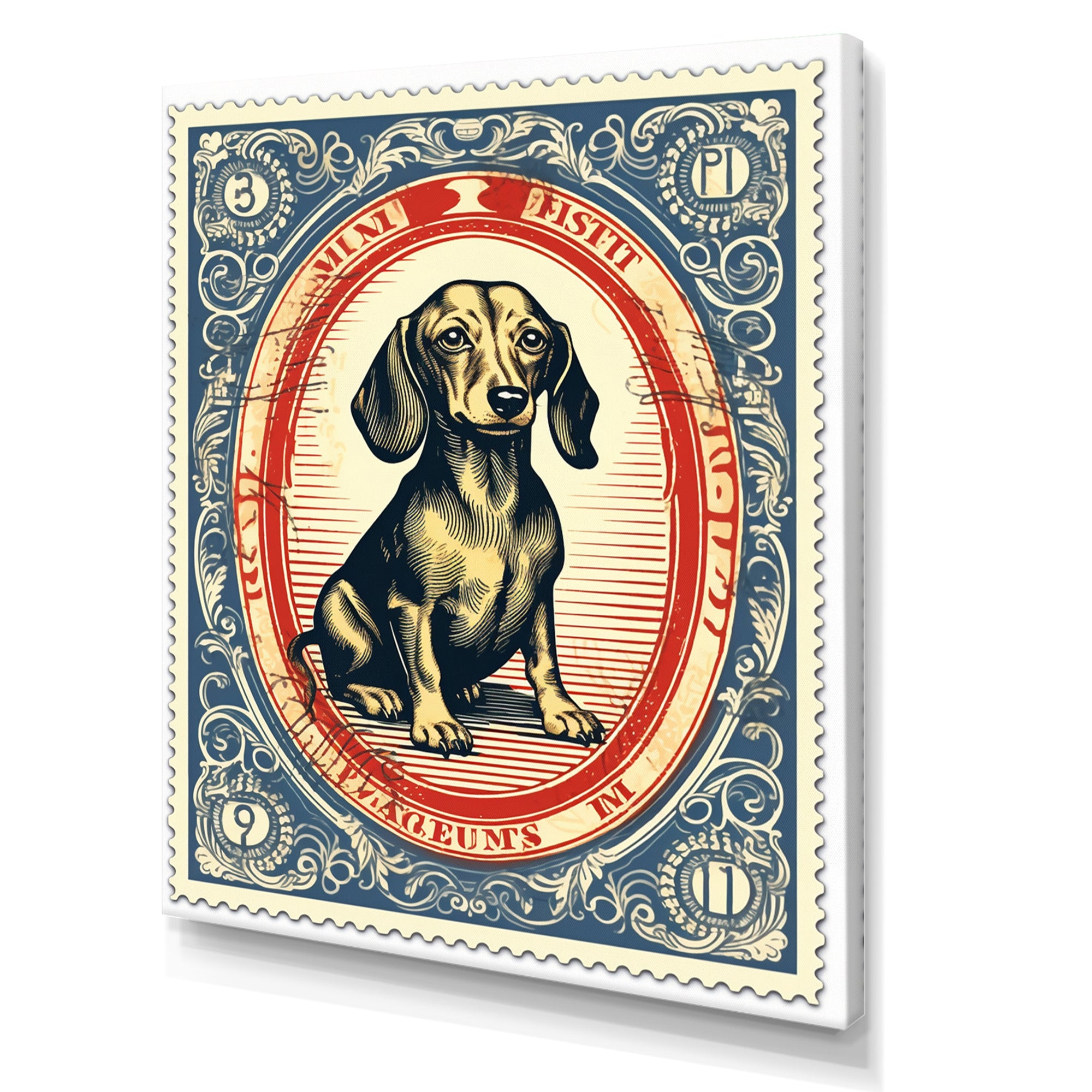 Retro Illustration Of Cute Dachshund - Dog Daschund Living Room Wall Art
