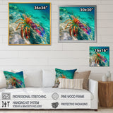 Red Lobster In Tropical Turquoise Water - Lobster Living Room Wall Art