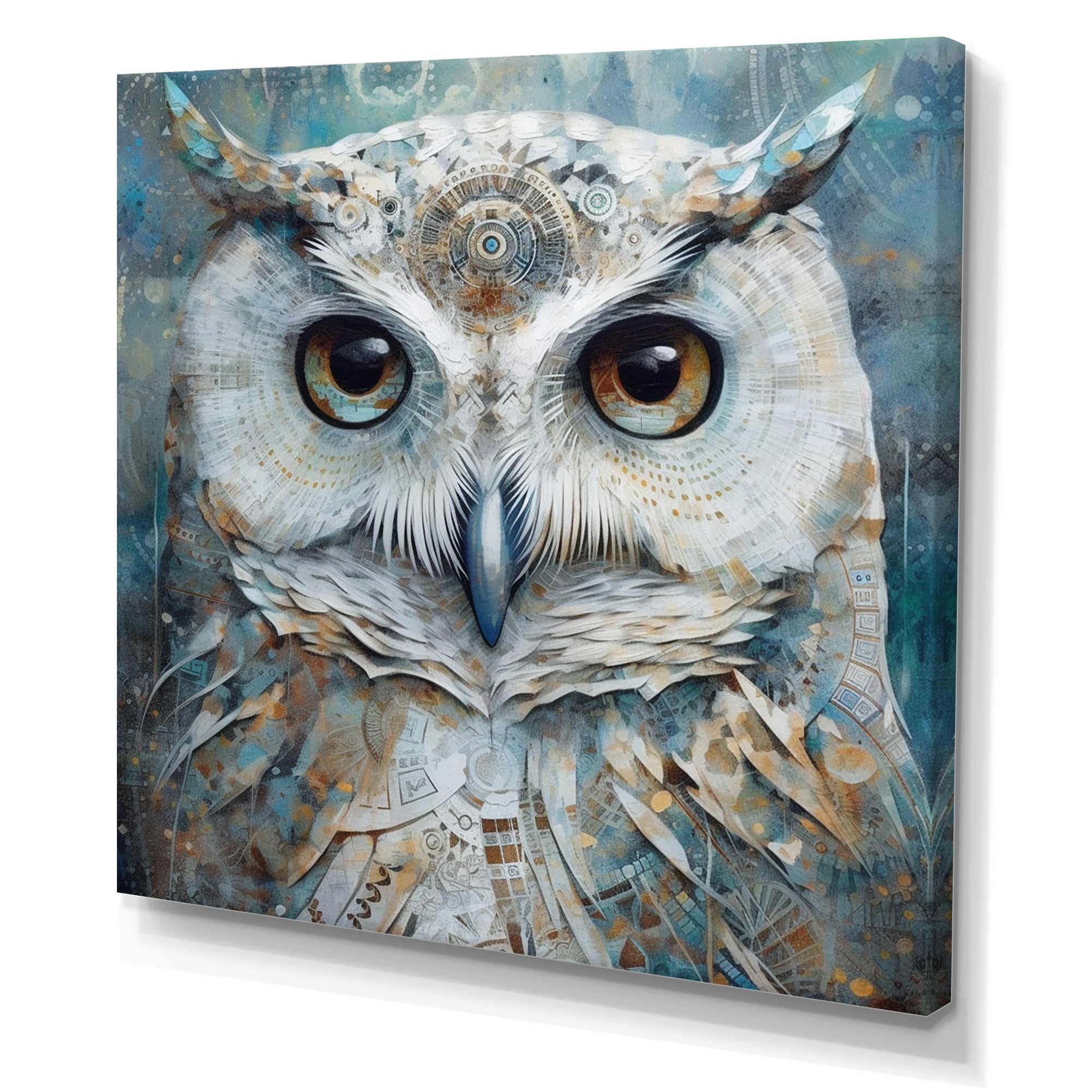 Portrait Of Magical Tribal White Owl - Owl Wall Art Prints