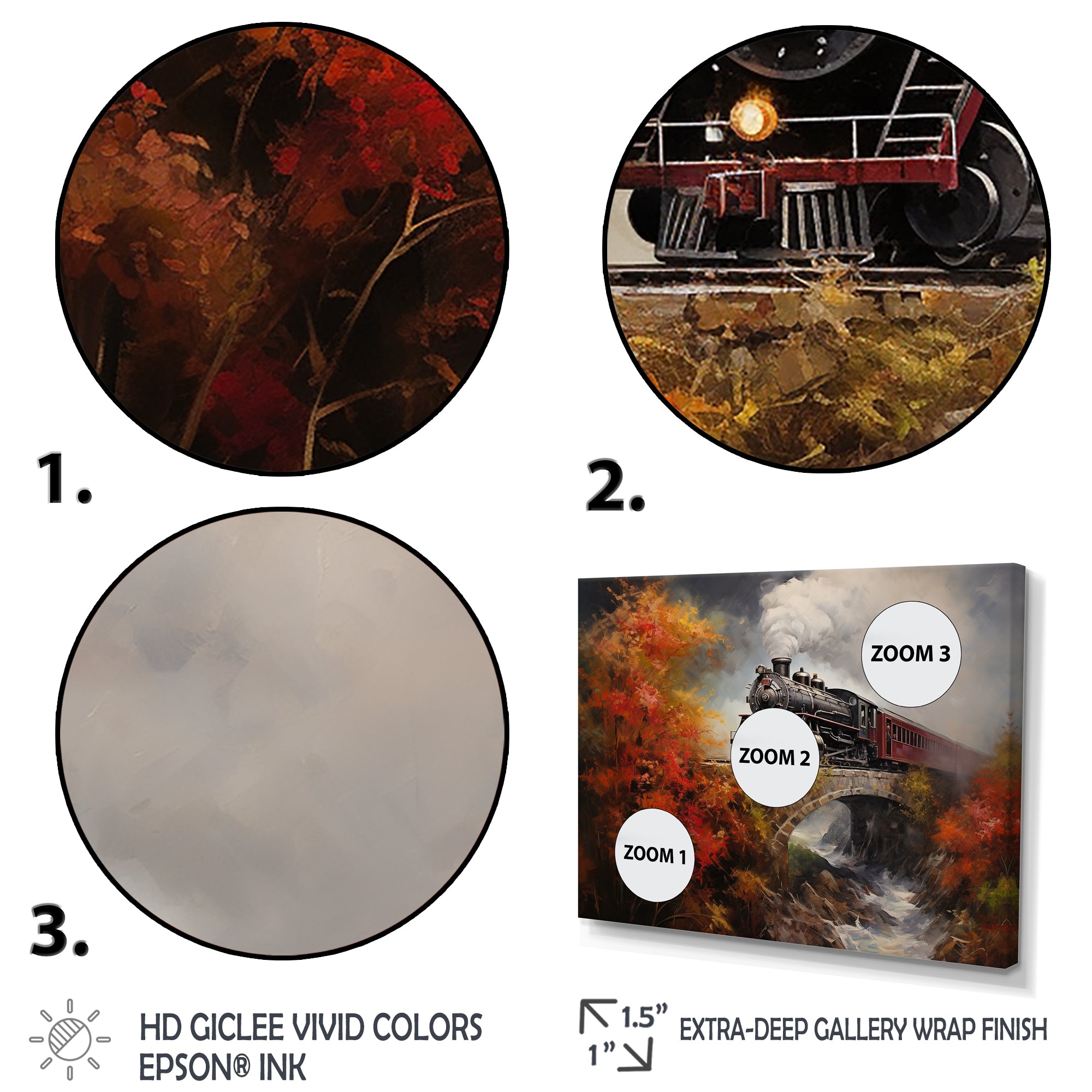 Steam train Crossing Autumn Bridge Painting - Train Canvas Wall Art