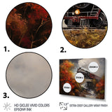 Steam train Crossing Autumn Bridge Painting - Train Canvas Wall Art