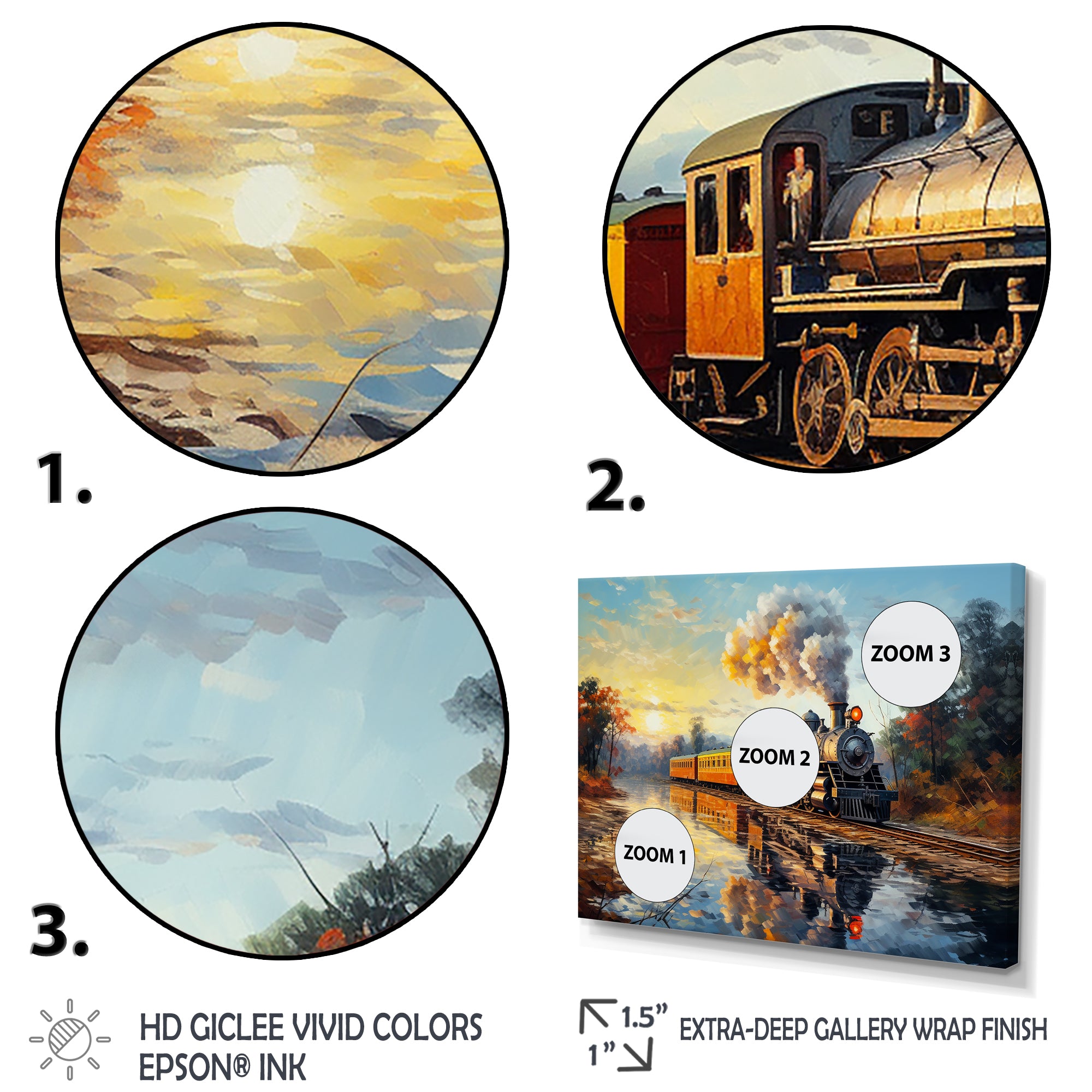 Steam train Travelling In The Sunset Painting - Train Canvas Wall Art