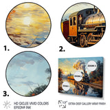 Steam train Travelling In The Sunset Painting - Train Canvas Wall Art