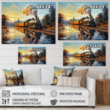Steam train Travelling In The Sunset Painting - Train Canvas Wall Art