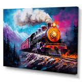 Steam train Travelling In Winter Snow Painting - Train Canvas Wall Art