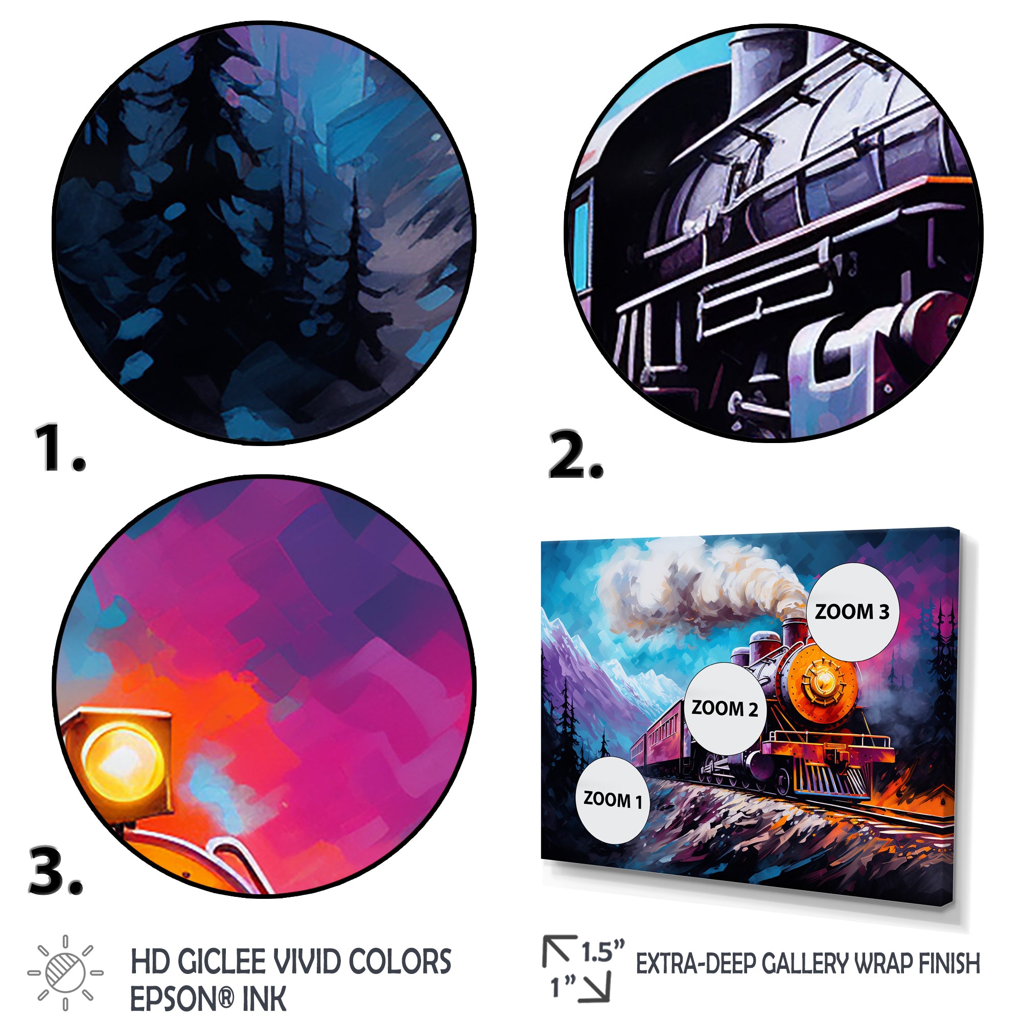 Steam train Travelling In Winter Snow Painting - Train Canvas Wall Art