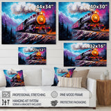 Steam train Travelling In Winter Snow Painting - Train Canvas Wall Art
