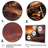 Steam train Travelling Sunset Landscape Painting I - Train Canvas Wall Art