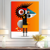Strange Friendly Creature On Yellow - Bird Canvas Wall Art
