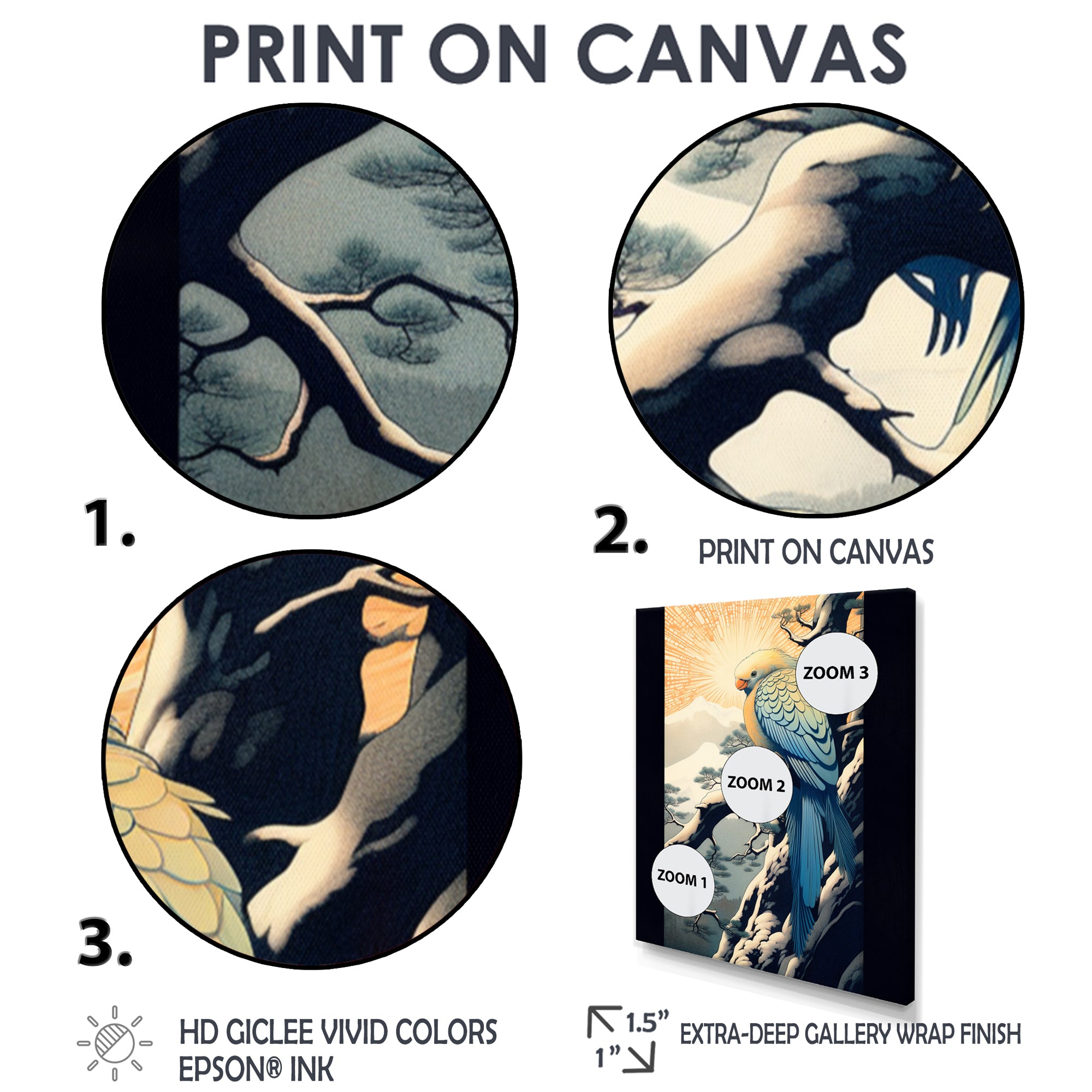 Blue Bird On Winter Brench - Bird Home Decor Art