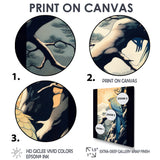 Blue Bird On Winter Brench - Bird Home Decor Art