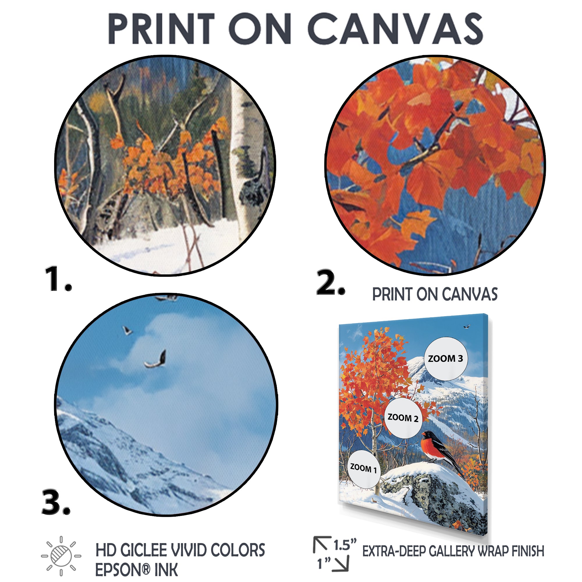 Cardinal Bird In Winter Mountain Landscape - Bird Living Room Wall Art