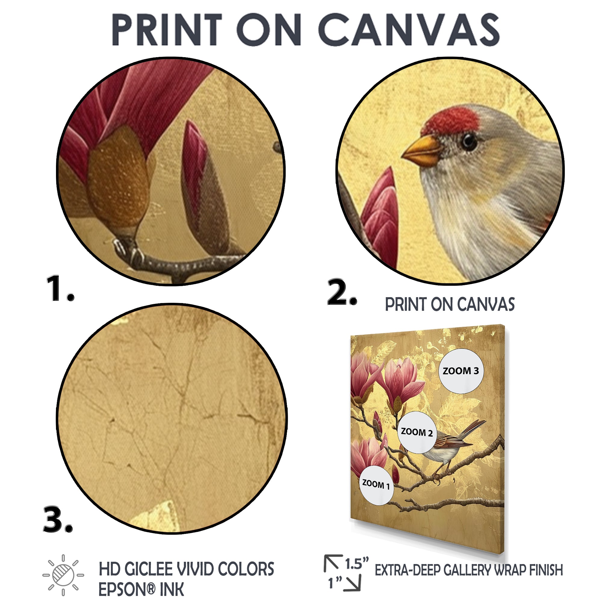 Finch Bird On Magnolia Tree - Bird Wall Decor