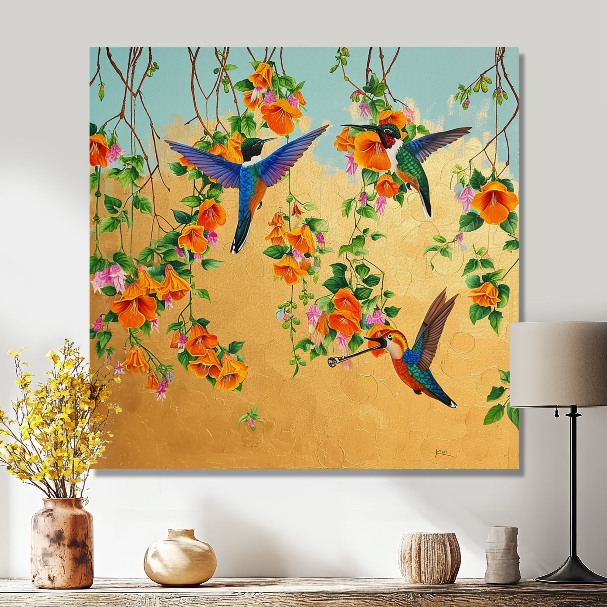 Kolibri Birds Drinking Flower Nectar - Bird Wall Art Prints