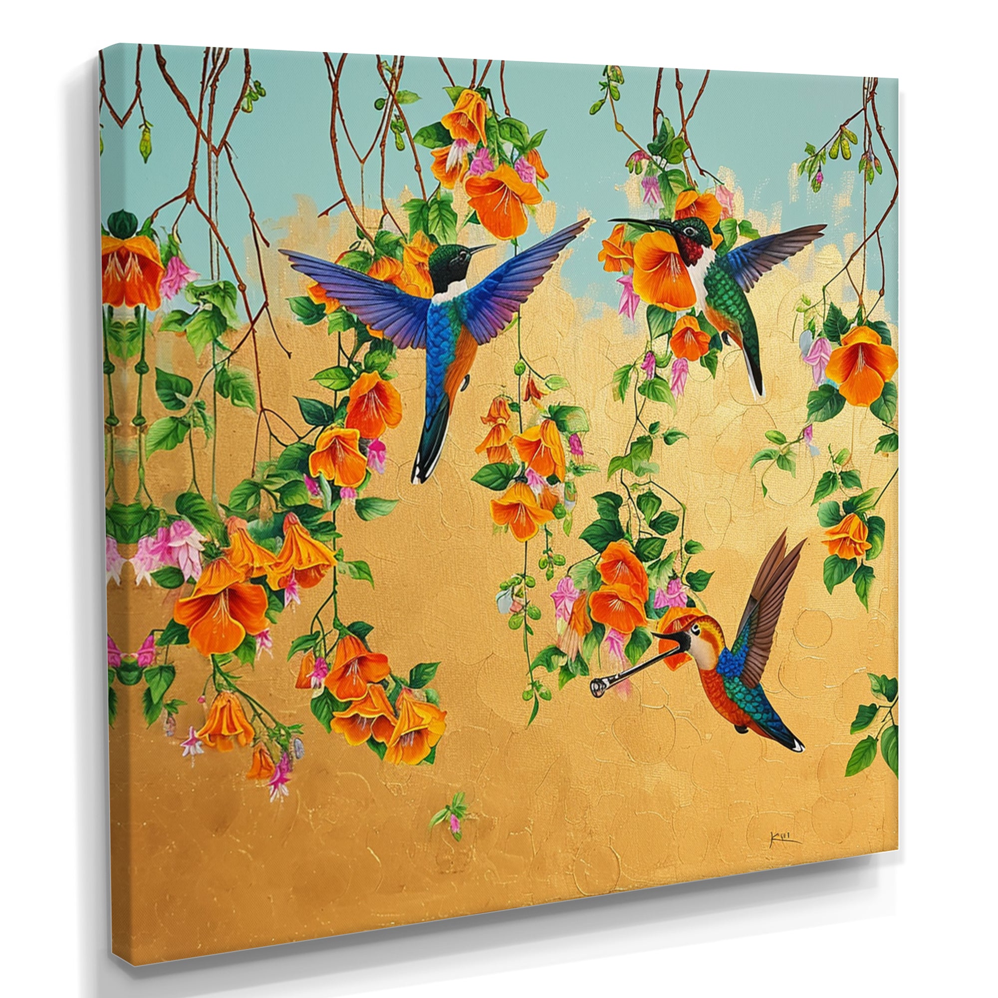 Kolibri Birds Drinking Flower Nectar - Bird Wall Art Prints