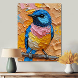 Blue Nightingale Bird On Branch - Multi-Color Bird Wall Art