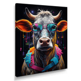 Cow With Cool Blue Sunglasses - Cow Fashion Wall Art Prints