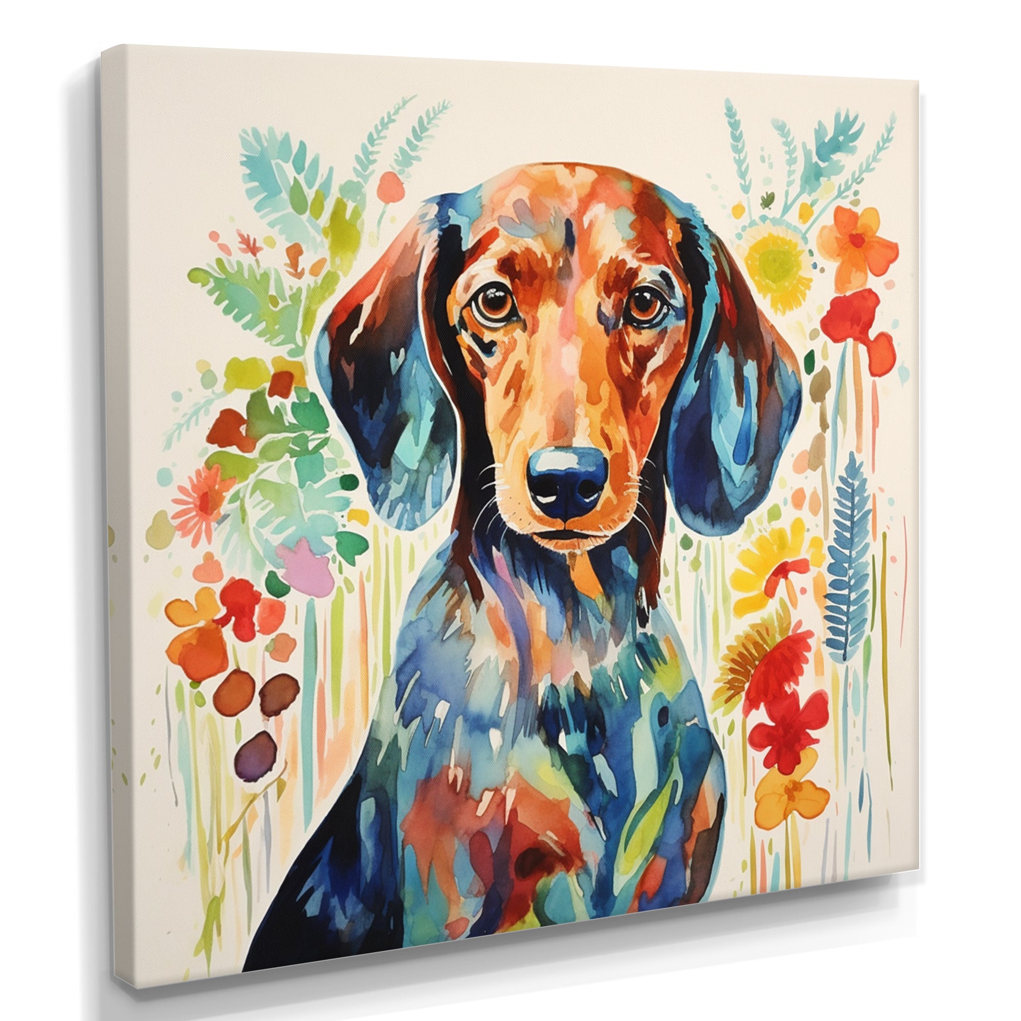 Colorful Portrait Of Endearing Dachshund - Dog Dachshund Bedroom Wall Art