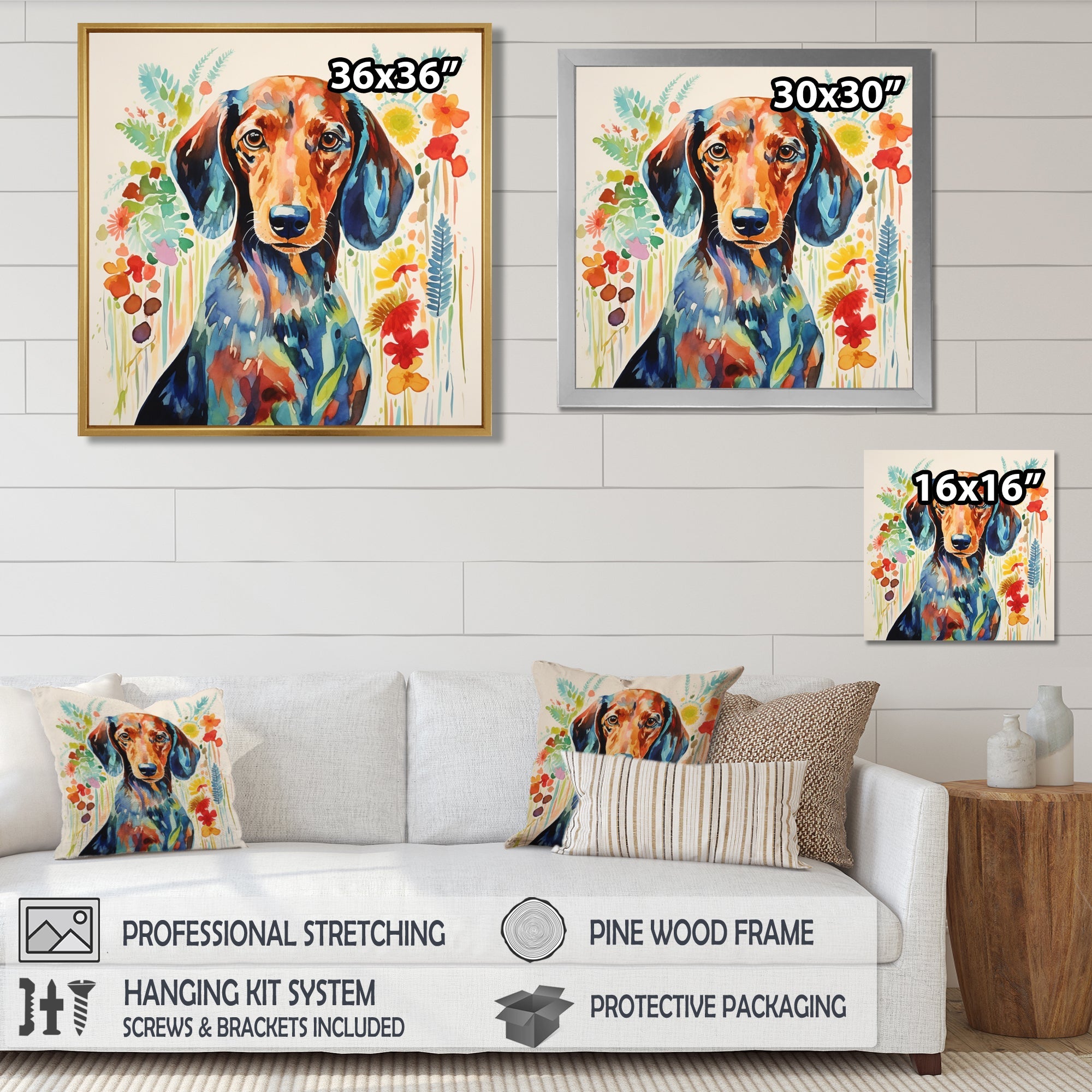 Colorful Portrait Of Endearing Dachshund - Dog Dachshund Bedroom Wall Art