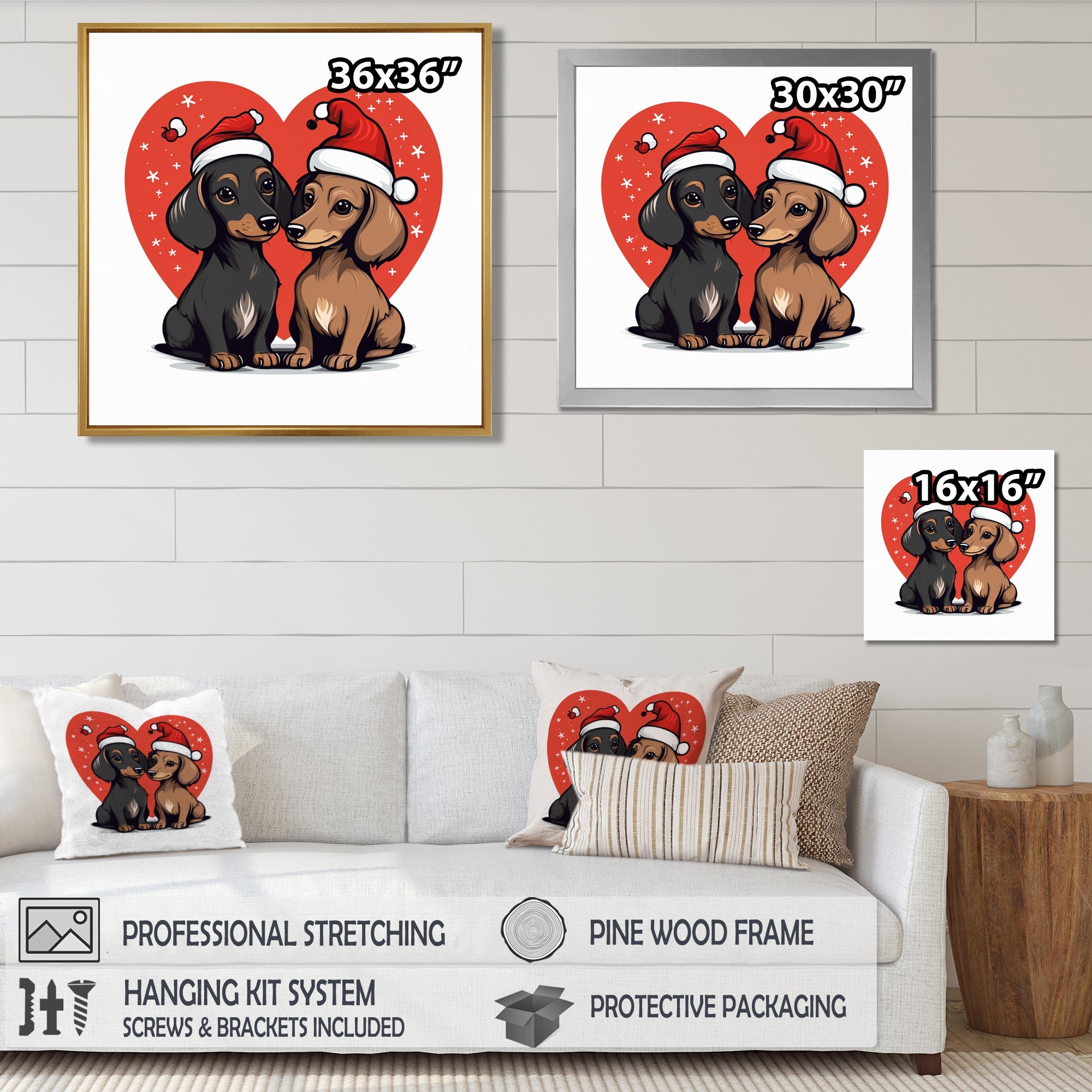 Cute Dachshund Love - Dog Dachshund Canvas Wall Art