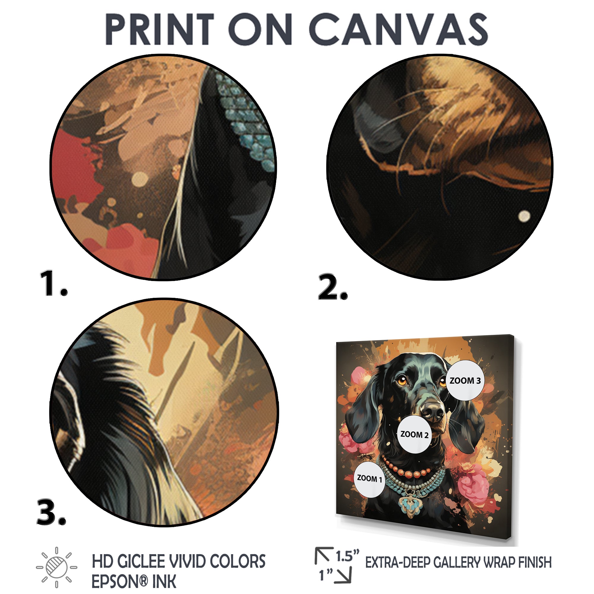 Glamorous Dachshund Portrait - Dog Dachshund Canvas Wall Art