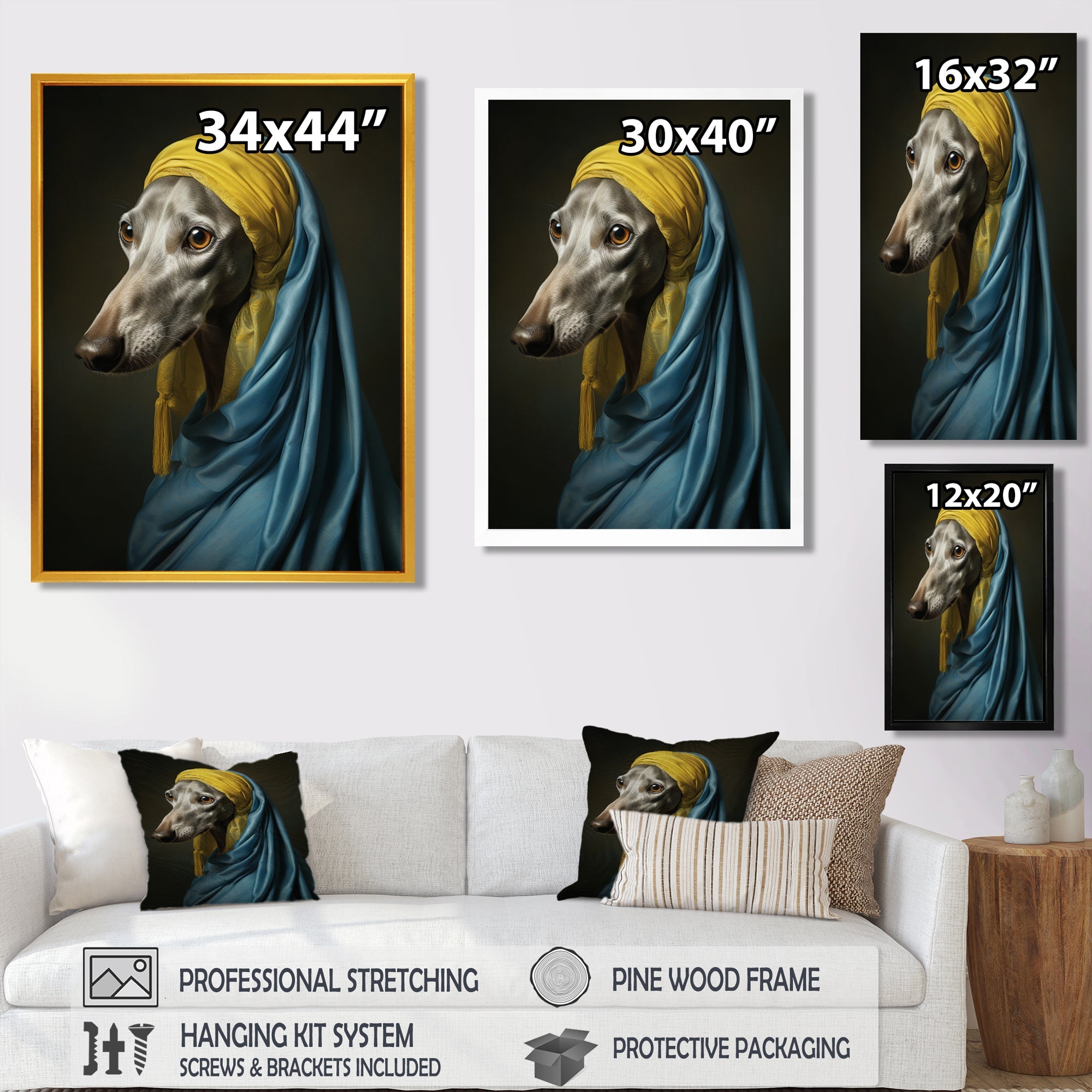 Elegant Portrait Of Greyhound - Dog Wall Art Prints
