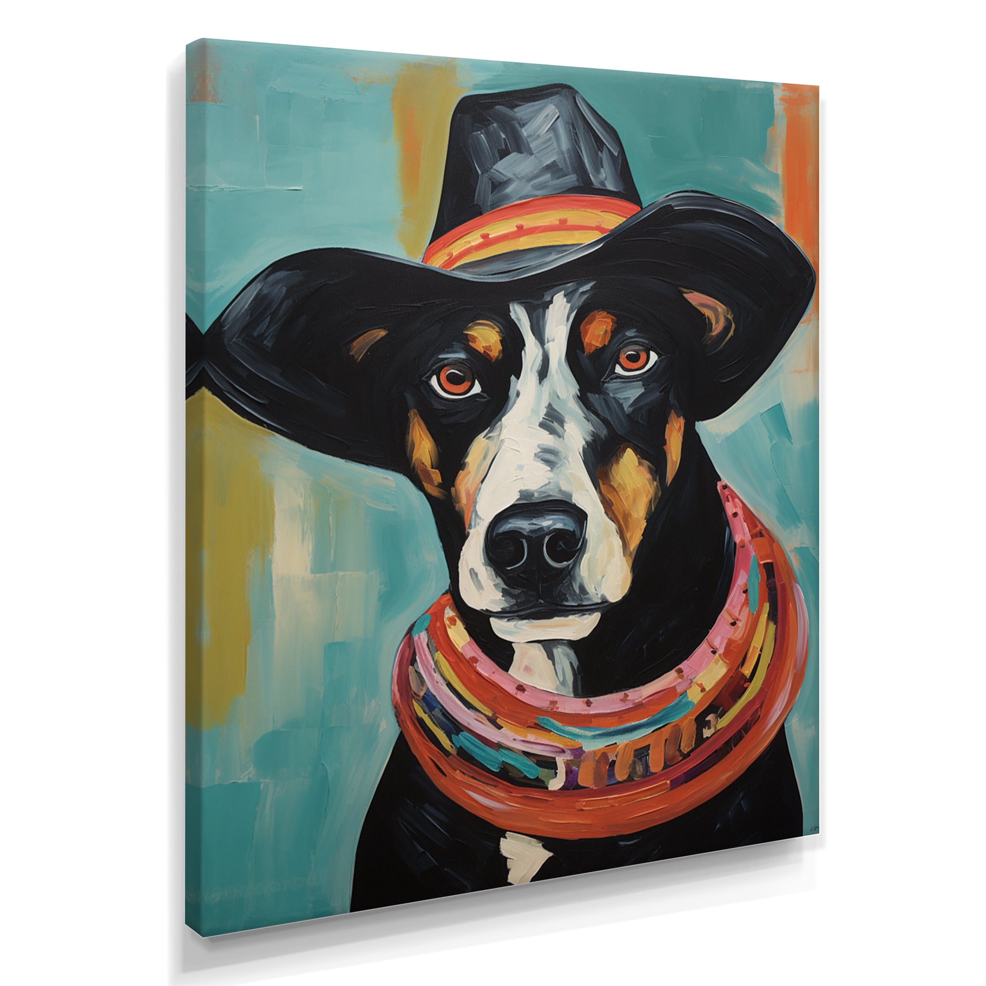 Painting Of Doberman With Black Hat - Dog Doberman Wall Art Prints