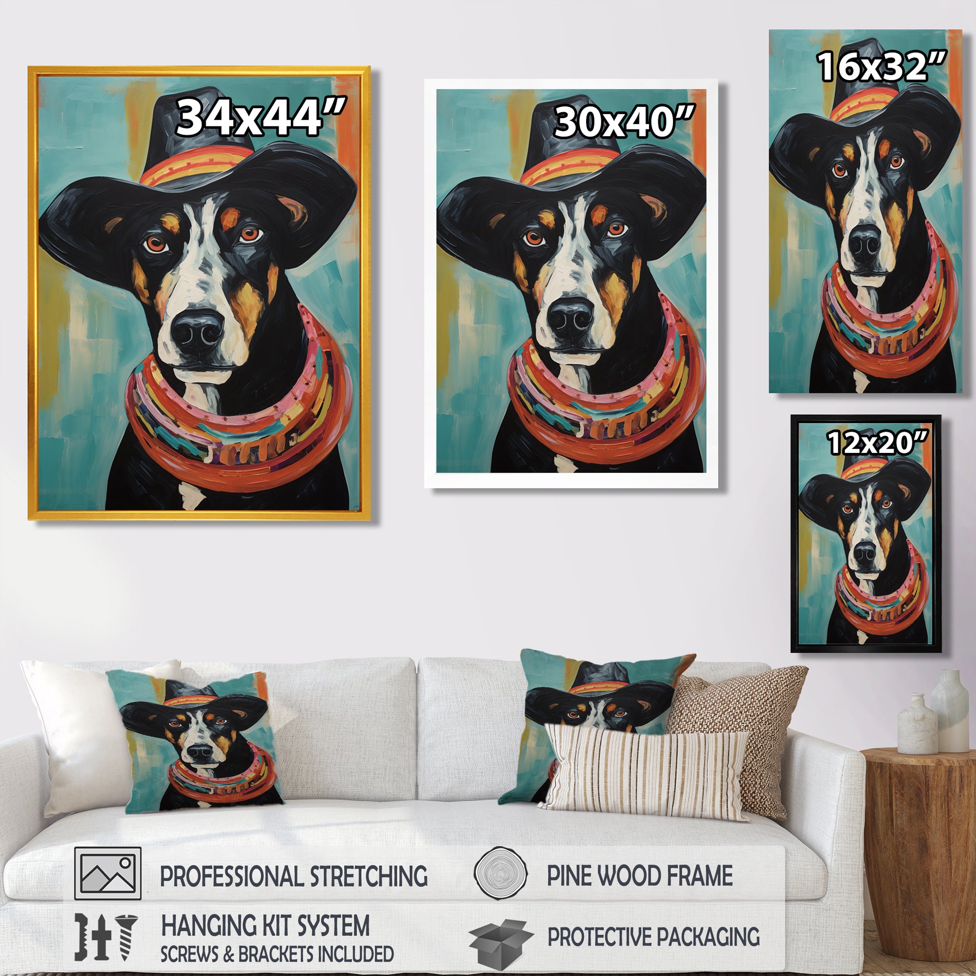 Painting Of Doberman With Black Hat - Dog Doberman Wall Art Prints