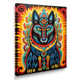 Radiant Boho Portrait Of Ethnic Black Dog - Multi-Color Dog Wall Art