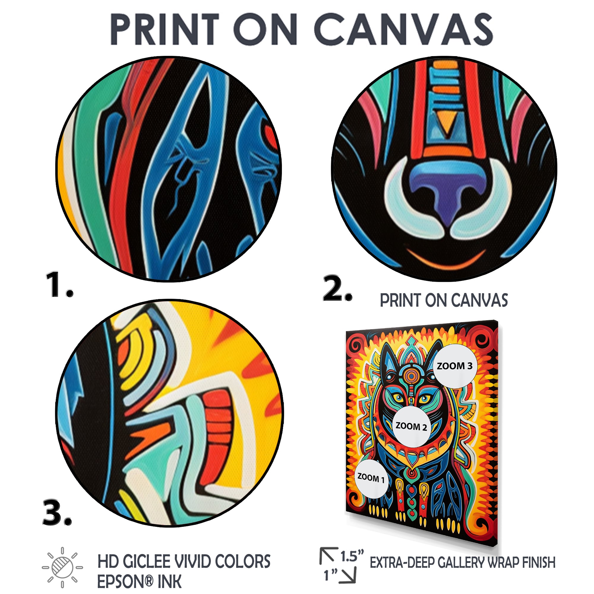 Radiant Boho Portrait Of Ethnic Black Dog - Multi-Color Dog Wall Art