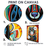 Radiant Boho Portrait Of Ethnic Black Dog - Multi-Color Dog Wall Art