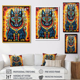 Radiant Boho Portrait Of Ethnic Black Dog - Multi-Color Dog Wall Art