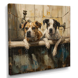 Two Dogs In The Bathtub Vintage - Brown Dog Bathroom Wall Art